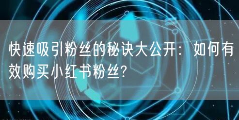 快速吸引粉丝的秘诀大公开：如何有效购买小红书粉丝?