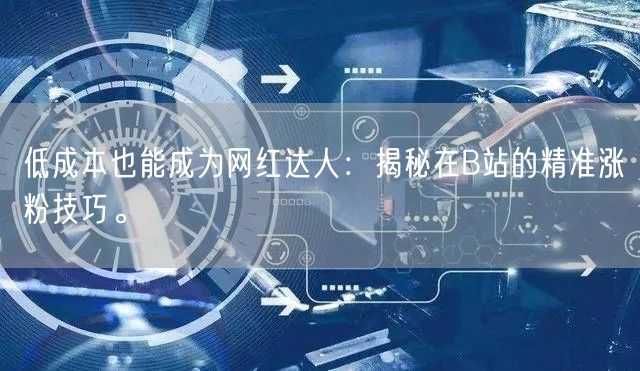 低成本也能成为网红达人：揭秘在B站的精准涨粉技巧。
