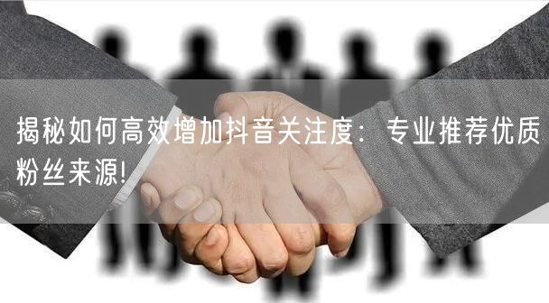 揭秘如何高效增加抖音关注度：专业推荐优质粉丝来源!