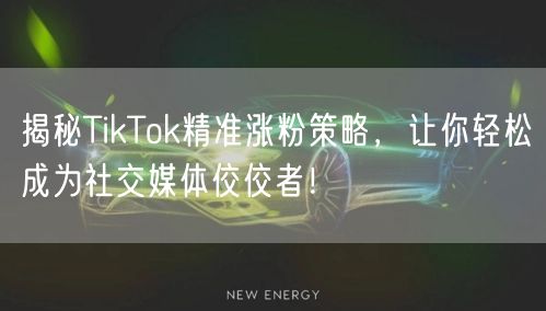 揭秘TikTok精准涨粉策略，让你轻松成为社交媒体佼佼者！