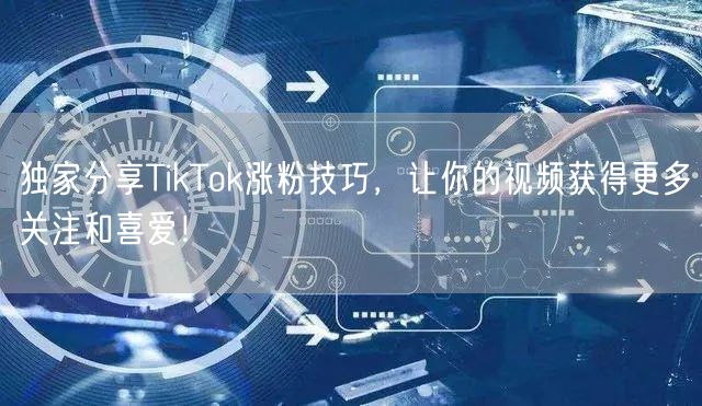 独家分享TikTok涨粉技巧，让你的视频获得更多关注和喜爱！