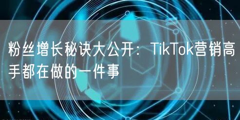 粉丝增长秘诀大公开：TikTok营销高手都在做的一件事