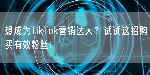 想成为TikTok营销达人？试试这招购买有效粉丝！