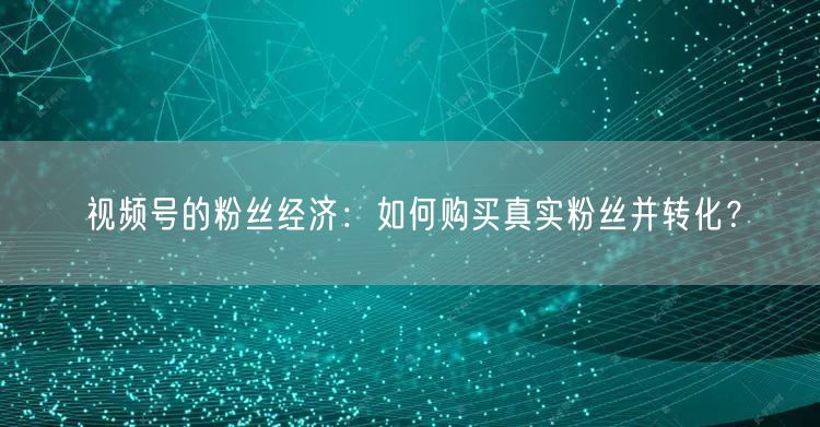视频号的粉丝经济：如何购买真实粉丝并转化？