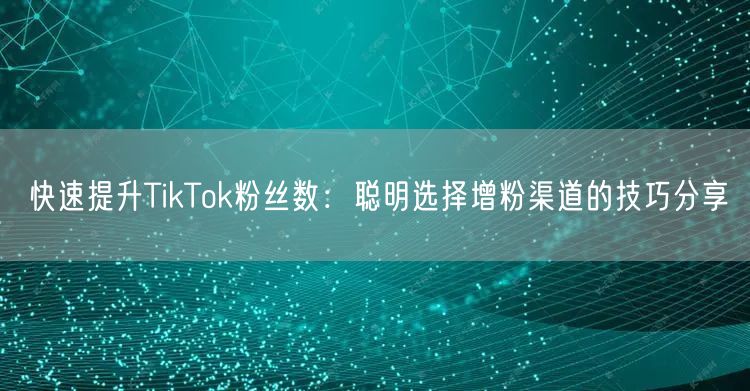 快速提升TikTok粉丝数：聪明选择增粉渠道的技巧分享