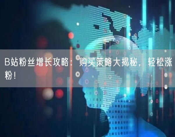B站粉丝增长攻略：购买策略大揭秘，轻松涨粉！