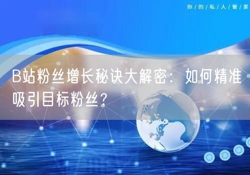 B站粉丝增长秘诀大解密：如何精准吸引目标粉丝？