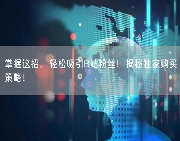 掌握这招，轻松吸引B站粉丝！揭秘独家购买策略！