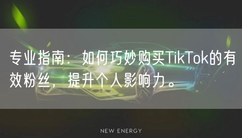 专业指南：如何巧妙购买TikTok的有效粉丝，提升个人影响力。