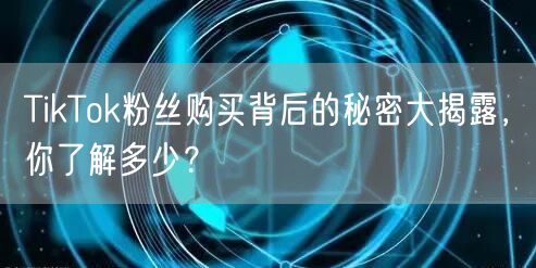 TikTok粉丝购买背后的秘密大揭露，你了解多少？