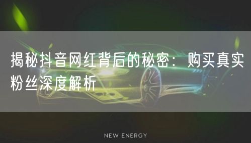 揭秘抖音网红背后的秘密：购买真实粉丝深度解析
