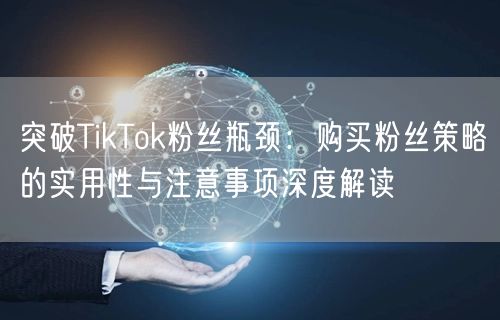 突破TikTok粉丝瓶颈：购买粉丝策略的实用性与注意事项深度解读