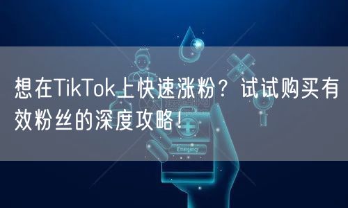 想在TikTok上快速涨粉？试试购买有效粉丝的深度攻略！