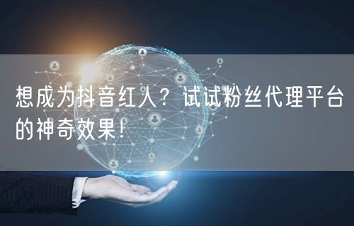 想成为抖音红人？试试粉丝代理平台的神奇效果！