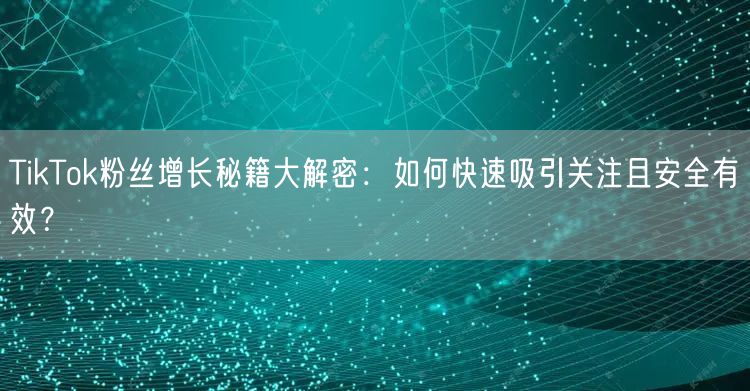 TikTok粉丝增长秘籍大解密：如何快速吸引关注且安全有效？