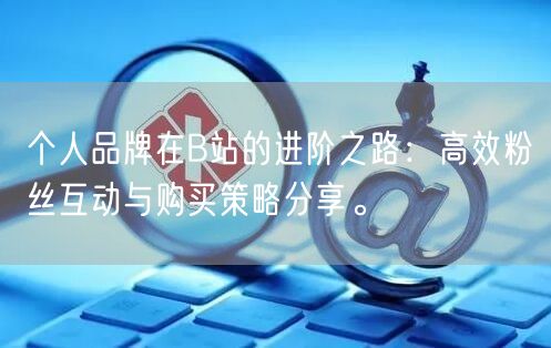 个人品牌在B站的进阶之路：高效粉丝互动与购买策略分享。