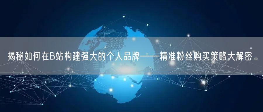 揭秘如何在B站构建强大的个人品牌——精准粉丝购买策略大解密。