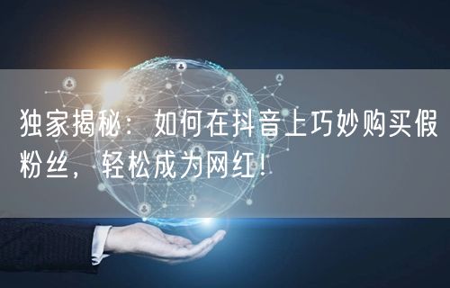 独家揭秘：如何在抖音上巧妙购买假粉丝，轻松成为网红！