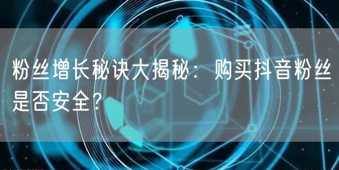 粉丝增长秘诀大揭秘：购买抖音粉丝是否安全？