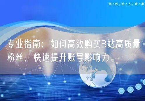 专业指南：如何高效购买B站高质量粉丝，快速提升账号影响力。