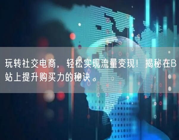 玩转社交电商，轻松实现流量变现！揭秘在B站上提升购买力的秘诀。