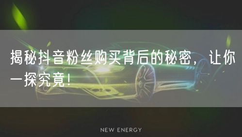揭秘抖音粉丝购买背后的秘密，让你一探究竟！