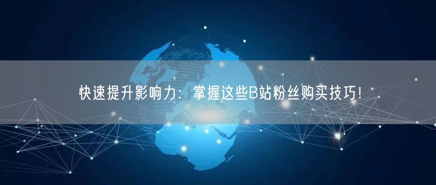 快速提升影响力：掌握这些B站粉丝购买技巧！
