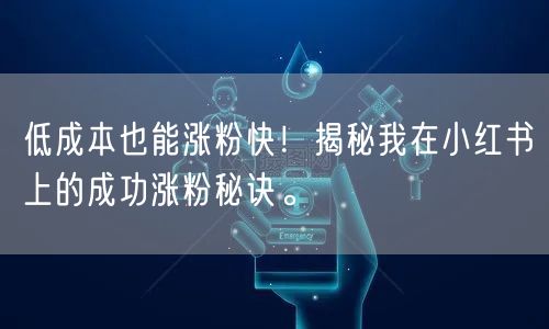 低成本也能涨粉快！揭秘我在小红书上的成功涨粉秘诀。