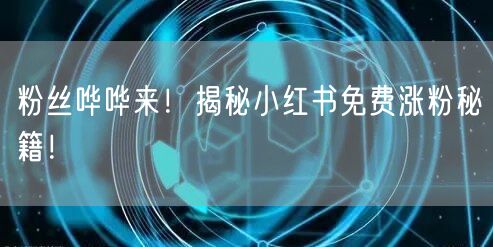 粉丝哗哗来！揭秘小红书免费涨粉秘籍！
