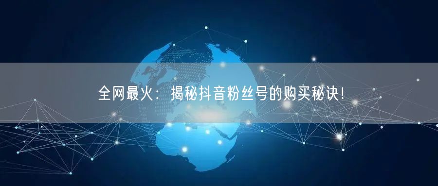 全网最火：揭秘抖音粉丝号的购买秘诀！