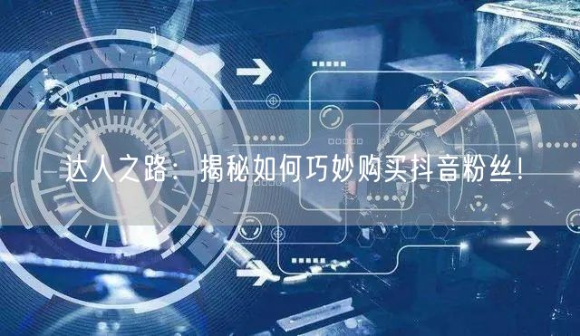 达人之路：揭秘如何巧妙购买抖音粉丝！