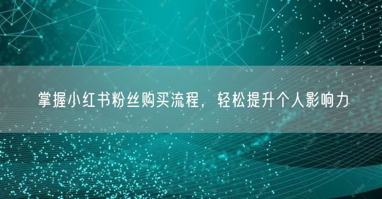 掌握小红书粉丝购买流程，轻松提升个人影响力