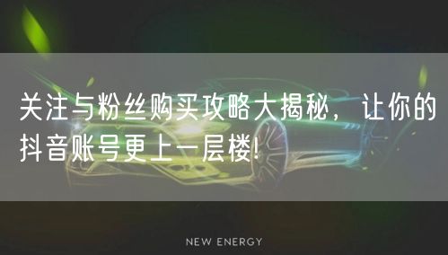 关注与粉丝购买攻略大揭秘，让你的抖音账号更上一层楼!