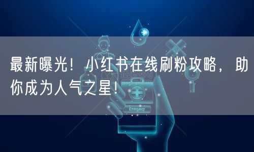 最新曝光！小红书在线刷粉攻略，助你成为人气之星！