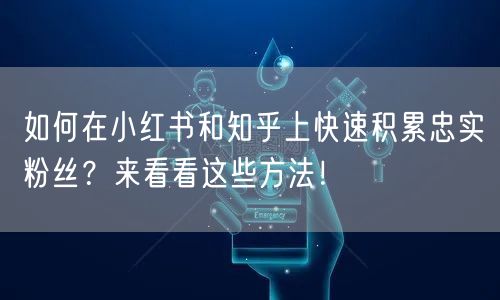 如何在小红书和知乎上快速积累忠实粉丝？来看看这些方法！